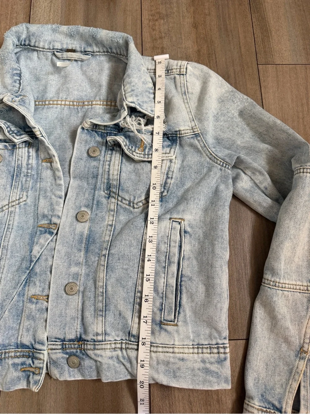 Free People Light Wash Distressed Jean Jacket - Picture 10 of 16